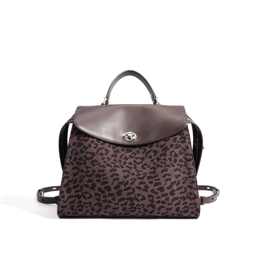 2025 premium matte leopard print bag handbag niche large capacity commuter versatile backpack women's bag practical