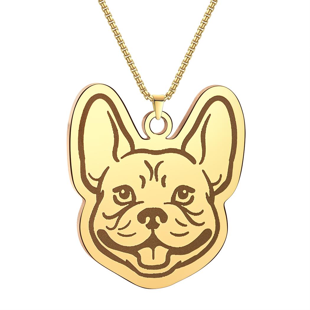 

Kinitial Cute Frenchie French Bulldog Dog Necklace Women Girls Stainless Steel Animal Pendant Neck Chain Jewelry Gift For Friend