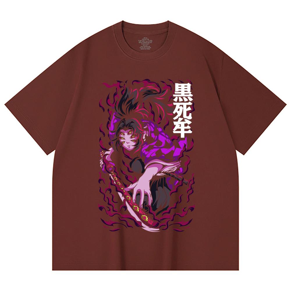 230 Gsm 100% Cotton Demon Slayer V83 Kokushibo Print Unisex Heavy Cotton T Shirt