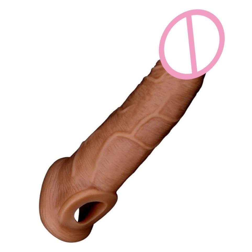 Large Exotic Condom Men's plus-Sized Growth Sexy Sex Product Simulation Penis Ring Men's Crescent Moon Crystal Cover