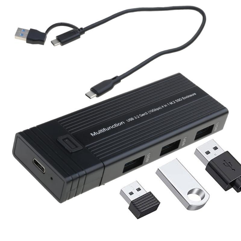 Fast Speed M.2 SSD Enclosure Box USB C 3.2 Interfaces Aluminum Case For NVMe , Supports 2242/2260/2280 Size