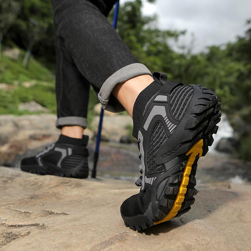 Atmungsaktive gestrickte Herren-Wanderschuhe High-Top Casual Sportschuhe Rutschfeste Outdoor-Trekking-Reise-Sneaker Große Größe 38-48