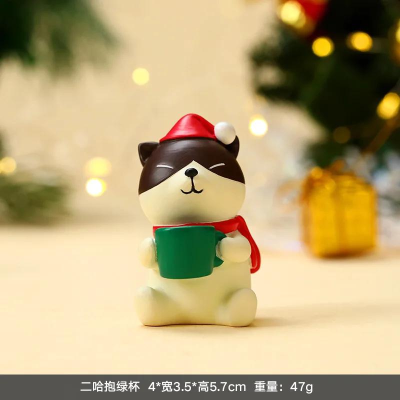 

Cute Christmas Animal Resin Ornaments Cartoon Santa Claus Mini Christmas Supplies Home Decorations Creative Gifts for Children