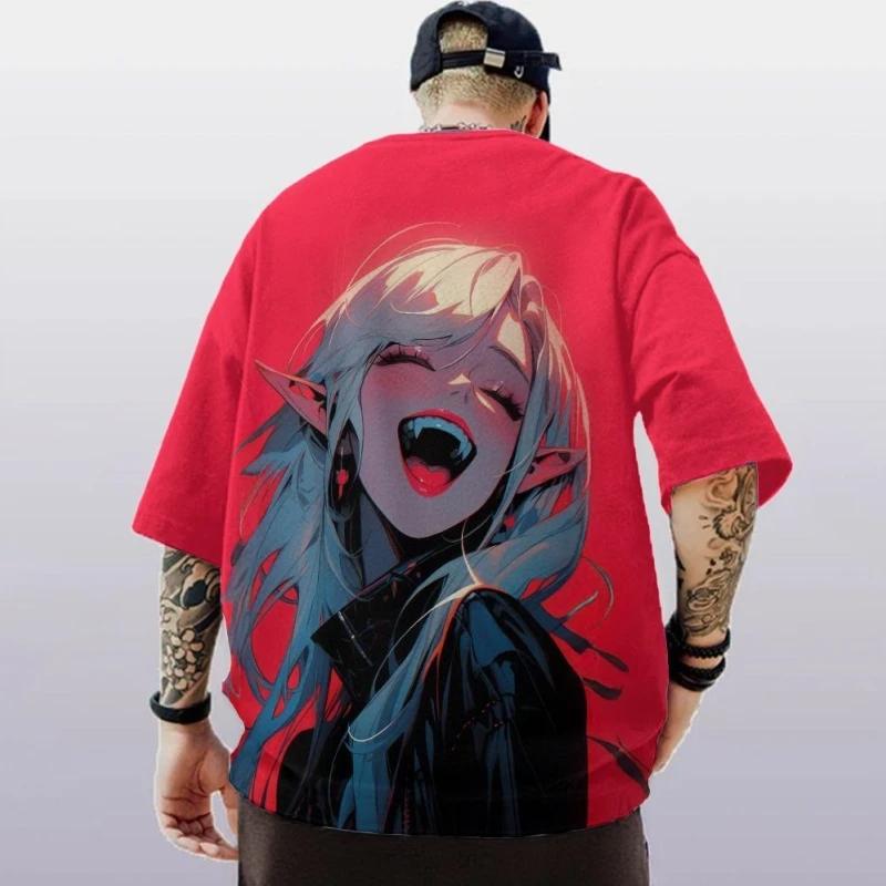 Summer men's 3D printed trendy anime character T-shirt