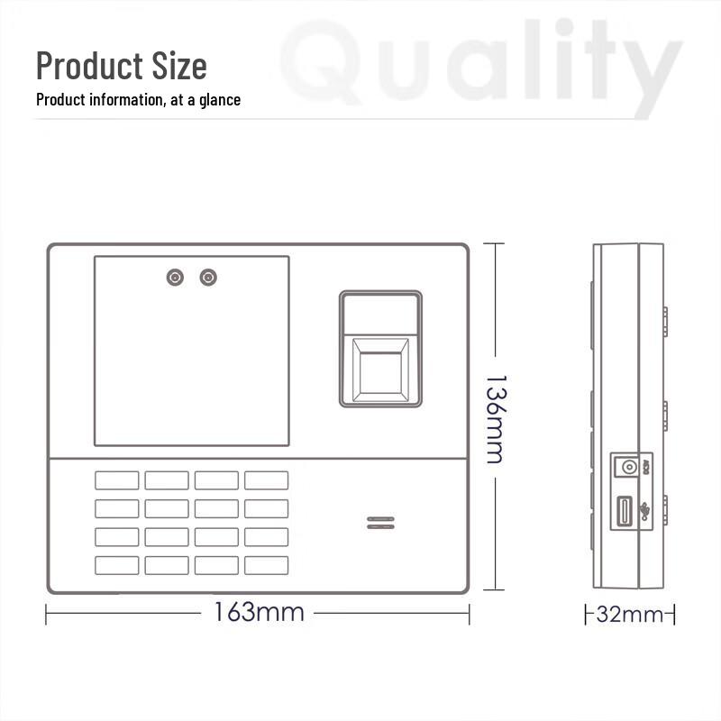 Deli 13888S Face & Fingerprint Time Clock CN plug (adapter included)