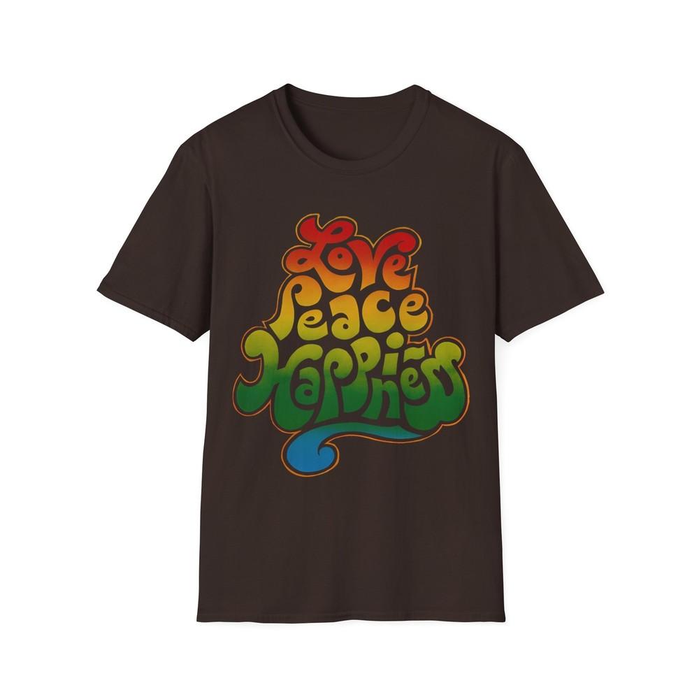 

1970 love peace happiness vagabond creations poster tshirt M