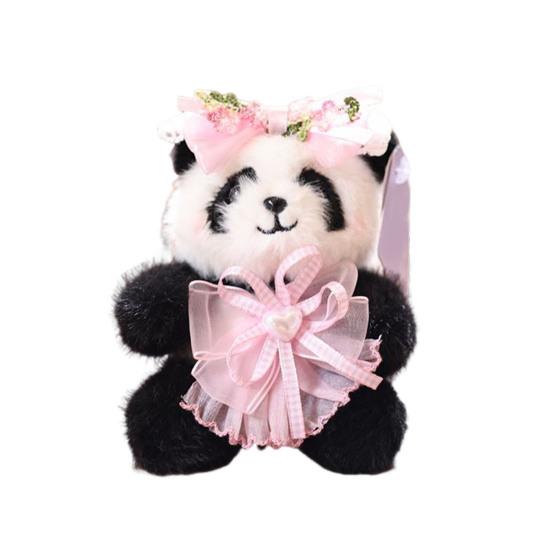 Doll Pendant Keychain Cartoon Panda Shape Plush Doll Key Holder Lightweight Keychain Decorative Bag Accessory
