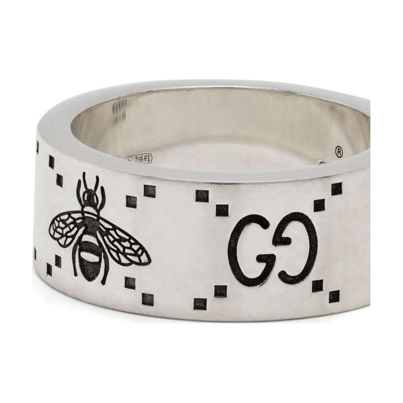 Gucci Ineinandergreifender G und Biene Gravierter Ring 728304 J8400 0728
