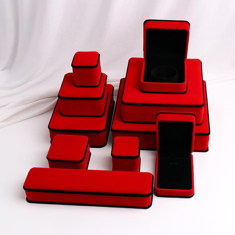Roter Samt Schmuckschatulle Set: Ring, Anhänger, Armband, Halskette Aufbewahrungs- und Geschenkbox