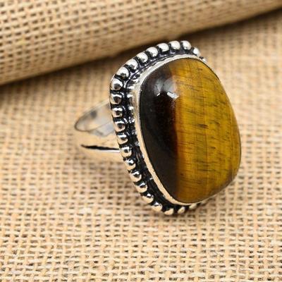 Tiger's Eye Gemstone Handmade Solid 925 Sterling Silver Ring Jewelry