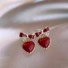 Fashion Temperament Sweet Flower Stud Earrings Women's Red Bow Flower Earrings Versatile Exquisite Daily Atmosphere Earrings