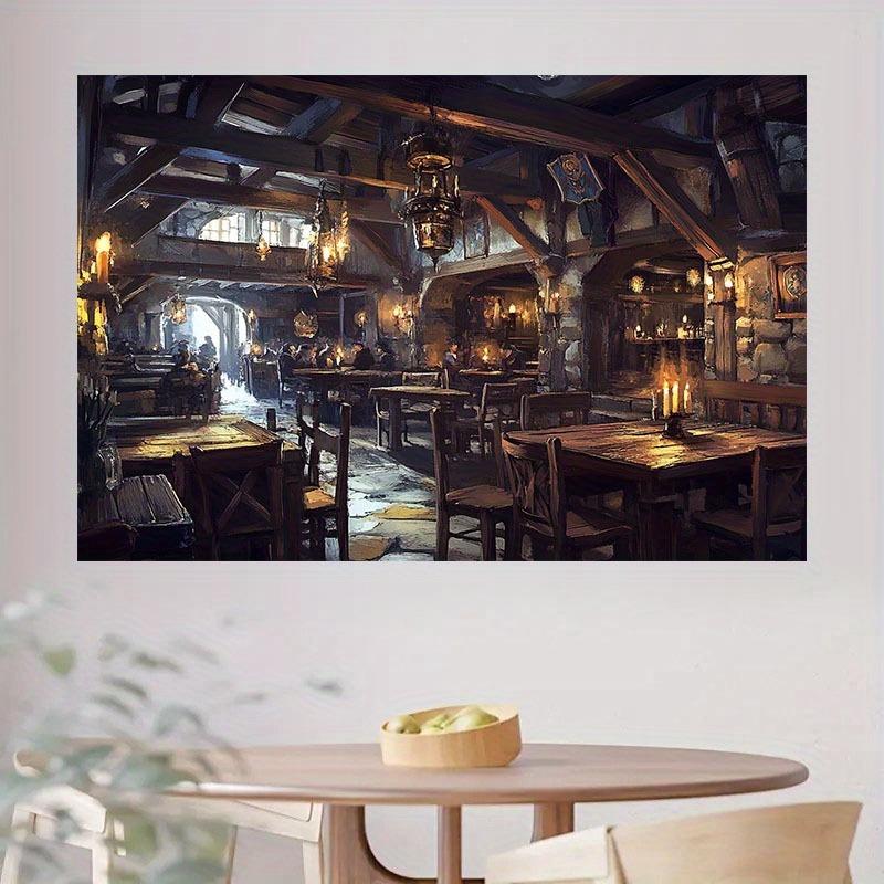 2D Flat 1PC Medieval Tavern Background Fabric - Creates a Retro and Warm Atmosphere