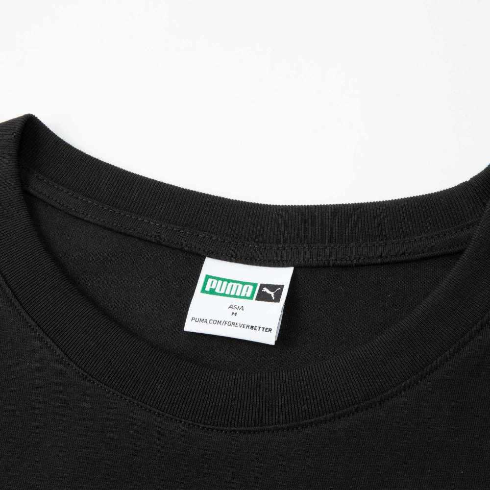 PUMA Casual Letter Print Crew Neck Short Sleeve T-Shirt With Drop Shoulder Men Tops Black 625824-01