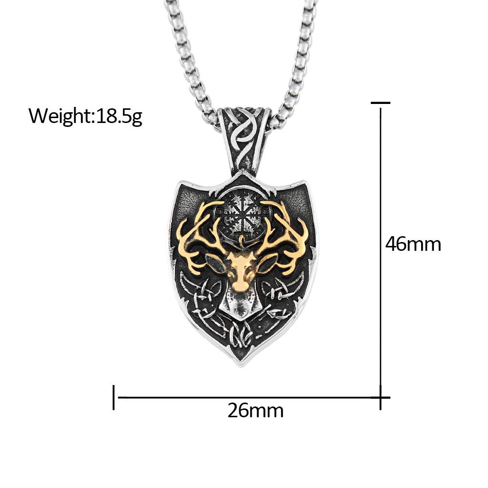 Украшения из титановой стали в европейском и американском стиле, мужской тренд, доминирующий золотой кулон-олень из нержавеющей стали