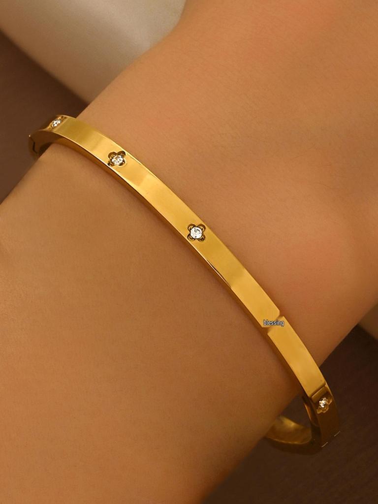 Elegantes Zirkonarmband - Weißer Titanstahl für Damen