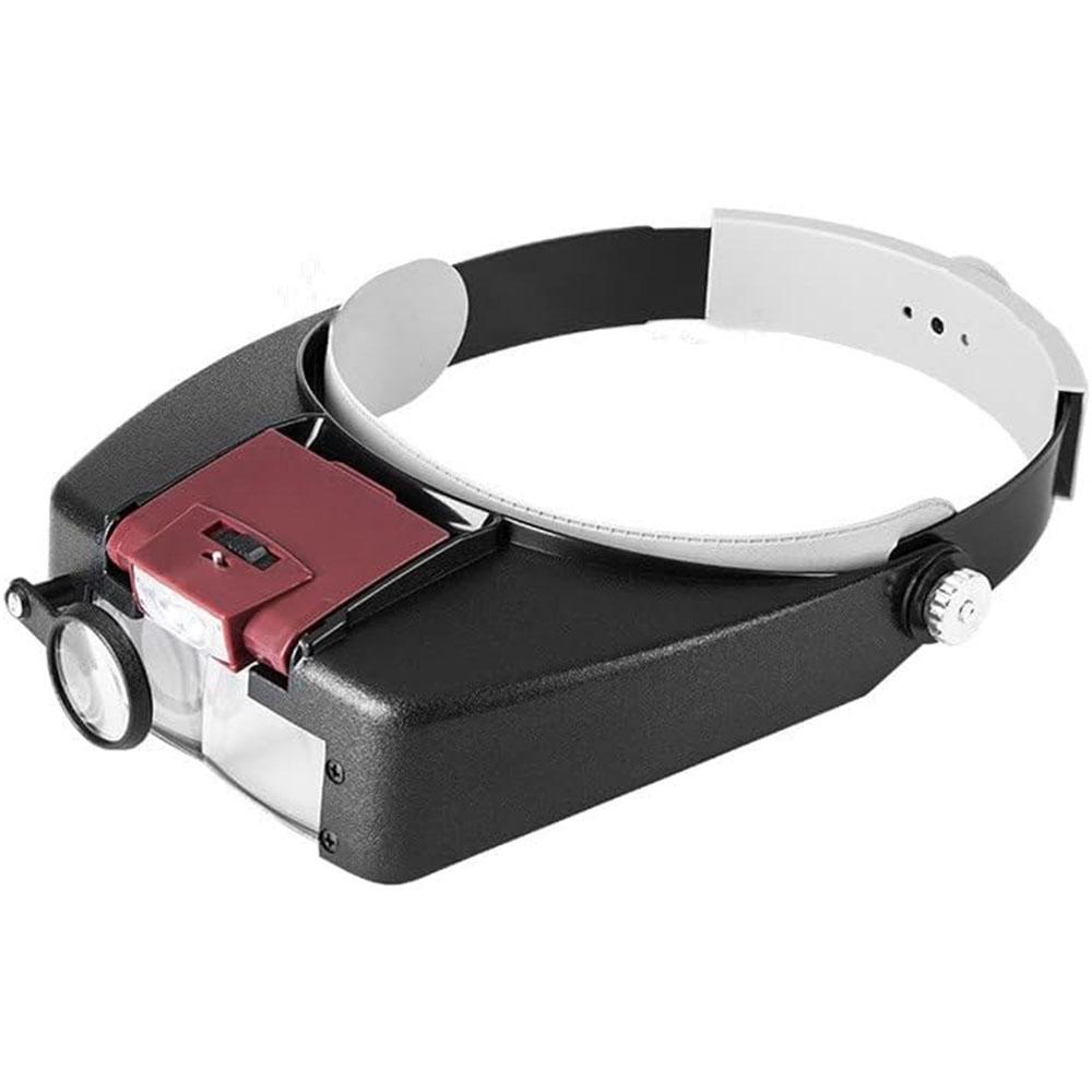 Head-Mounted Magnifier with LED Light, Headband Double Lens Reading Magnifying Glass for Close Work Loupe-15.5X 3X 8.X 10X