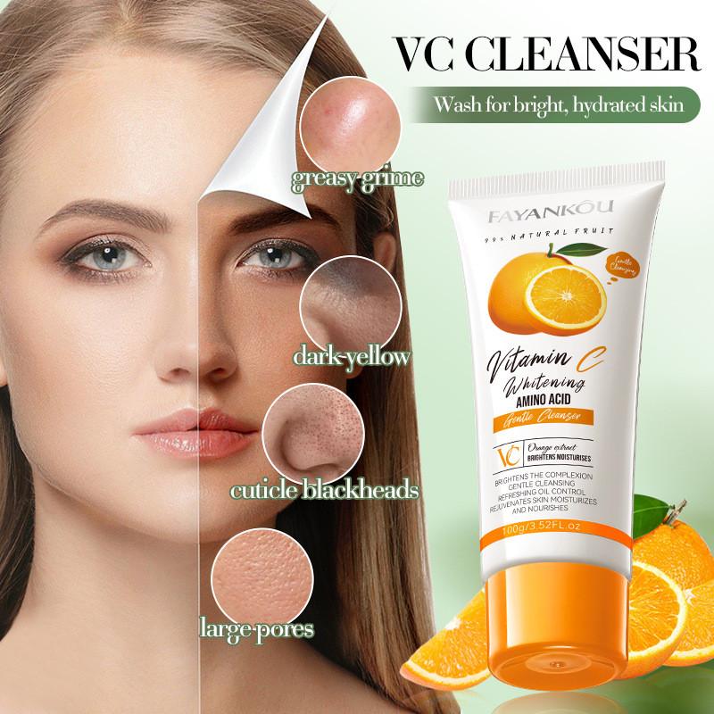 Natural Fayankou All Orange Vc Whitening Amino Acid Facial Cleanser For Daily Use