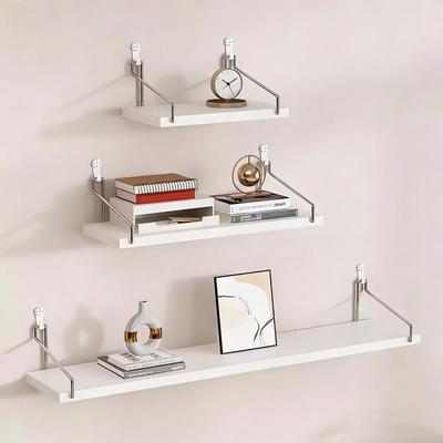 Floating Furniture Wooden Material Wall Shelf No-Punch Design Wall Mounted Storage Shelf Hanging Organizers Wall Display Bedroom