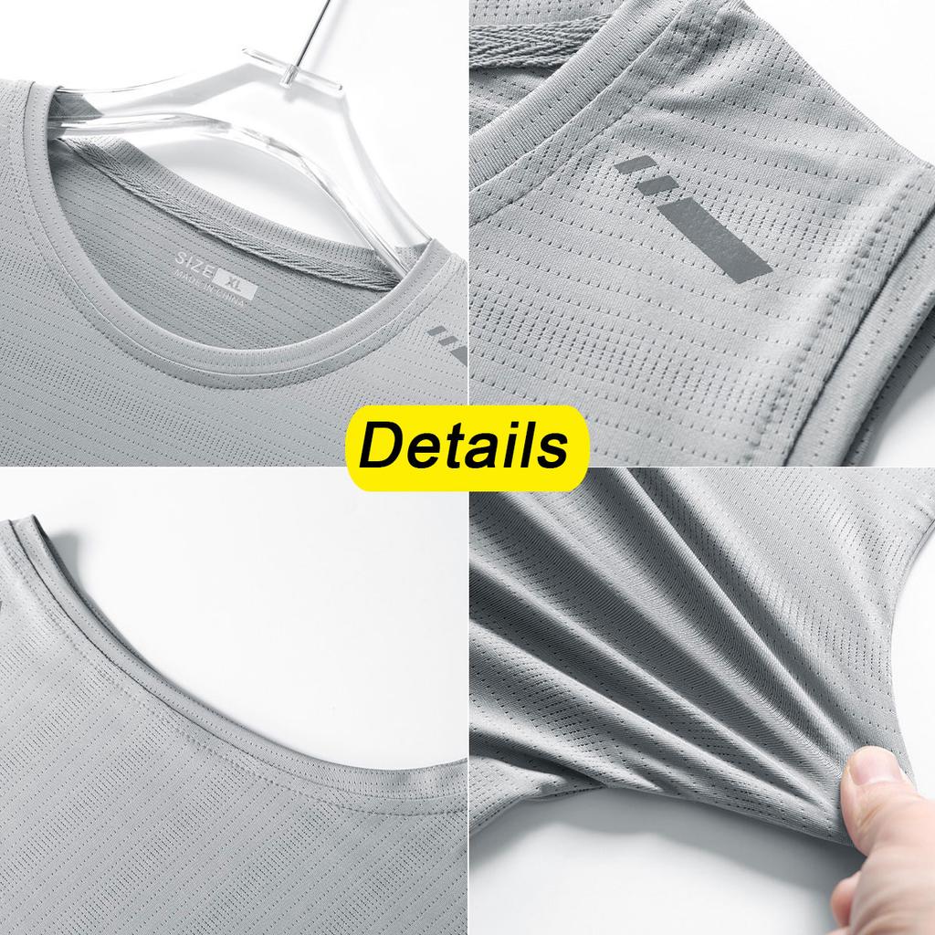 Summer Running Vest Breathable Sleeveless Top Stretch Fitness Vest Men's Reflective Jogging T-Shirt Gym Vests Men Quick Drying