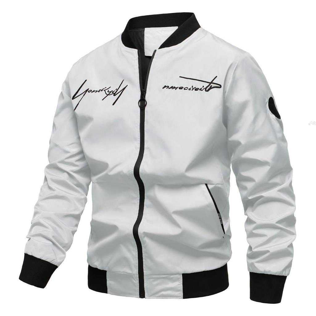 Erkek İlkbahar Beyzbol Yaka Düz Renk Ceket Erkek Günlük Ceket Bol Üstler