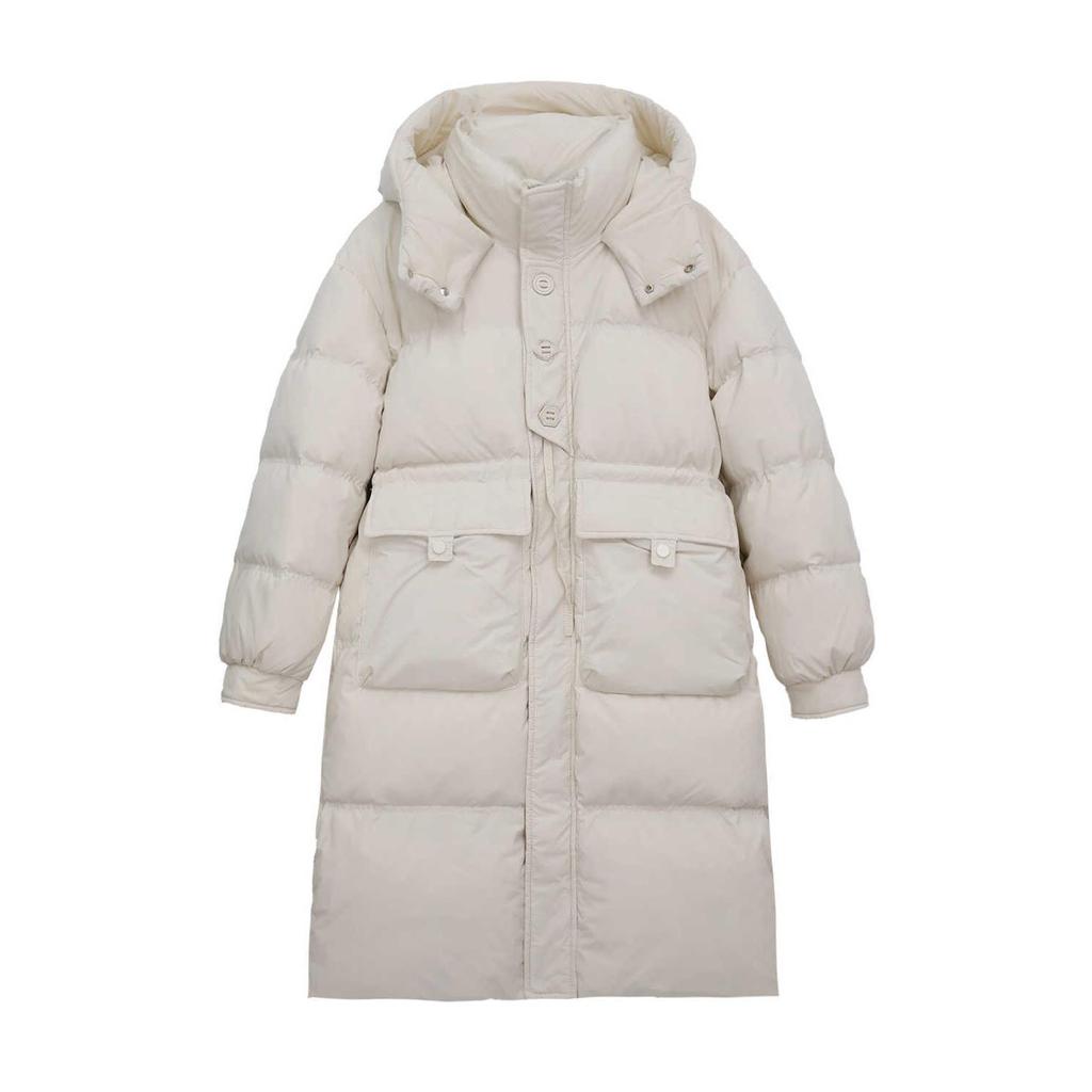 Winter New Down Jacket Women's Long Fashion Waist Loose Thickened Warm White Duck Down Jacket