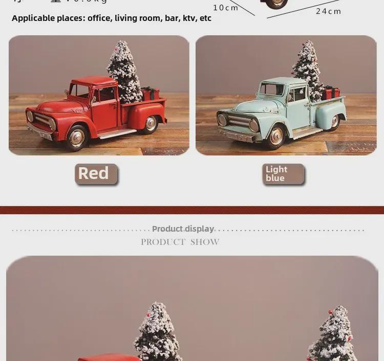 Ručně vyráběná evropská vánoční ozdoba nákladního auta - Model z plechu