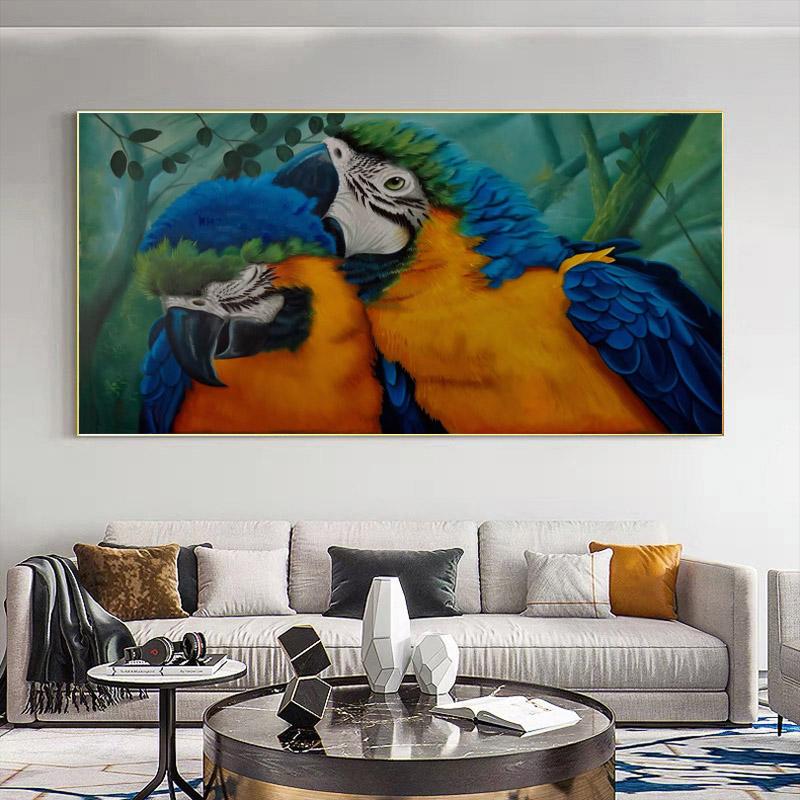 Bird Animal Canvas Painting Tree Landscape Posters and Prints Colorful Parrots Wall Pictures for Living Room Home Decor No Frame