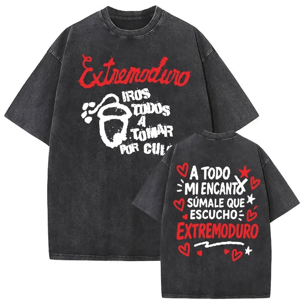 T-shirt Oversize Larga Estiva Band Rock EXTREMODURO Tour 2026 T-shirt Lavata Vintage Uomo Donna Moda Hip Hop Street T-shirt