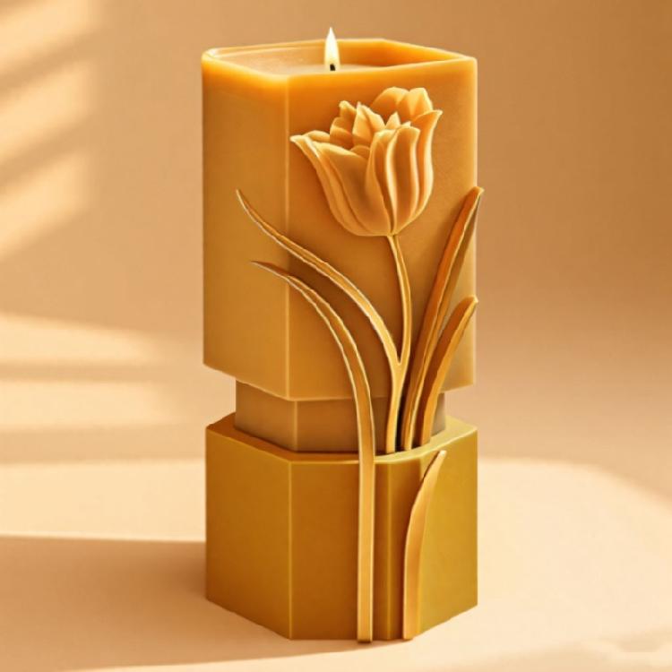 Embossed Flower Cylinder Silicone Molds for Making Candle Soap Gypsum Silicone Molds for Epoxy Resin Home Decoration