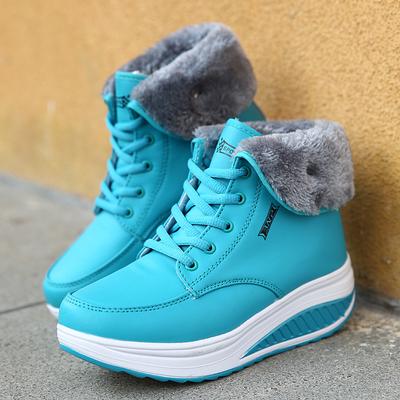 Women Fur-lined Snow Boots Fashion Platform Winter Shoes Plush Cotton Shoes PU Leather Ladies Ankle Boots Anti-slip