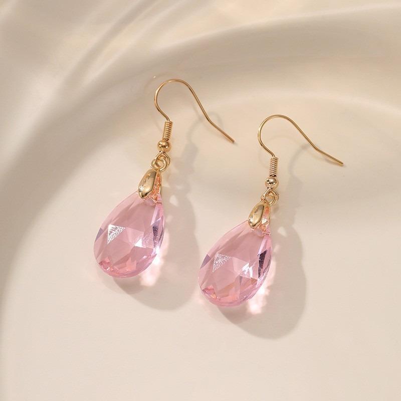 European and American Crystal Jewelry High-end Long Teardrop Earrings Fashionable Light Luxury Colorful Zircon Earrings