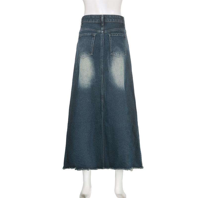 Retro Denim A-Linienrock im Hongkong-Stil für Damen - Frühjahr/Sommer-Kollektion