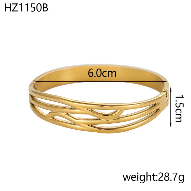 CARLIDANA Tarnish Free Bangles Jewelry Waterproof Geometric Hypoallergenic Stainless Steel Gold Plated Bracelets Jewelry Women
