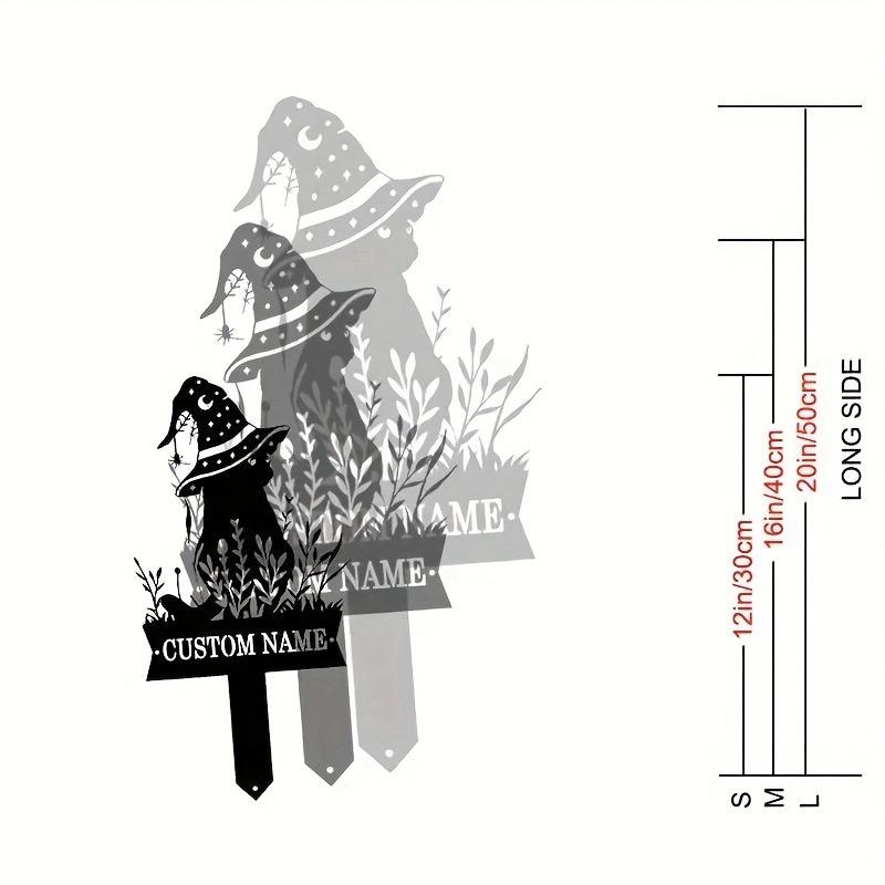 Персонализированный металлический кошачий колышек для двора Хэллоуин Садовый знак Декор для улицы S чёрный