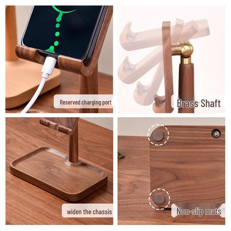 Solid Wood Creative Bedside Mobile Phone Holder for Desktop