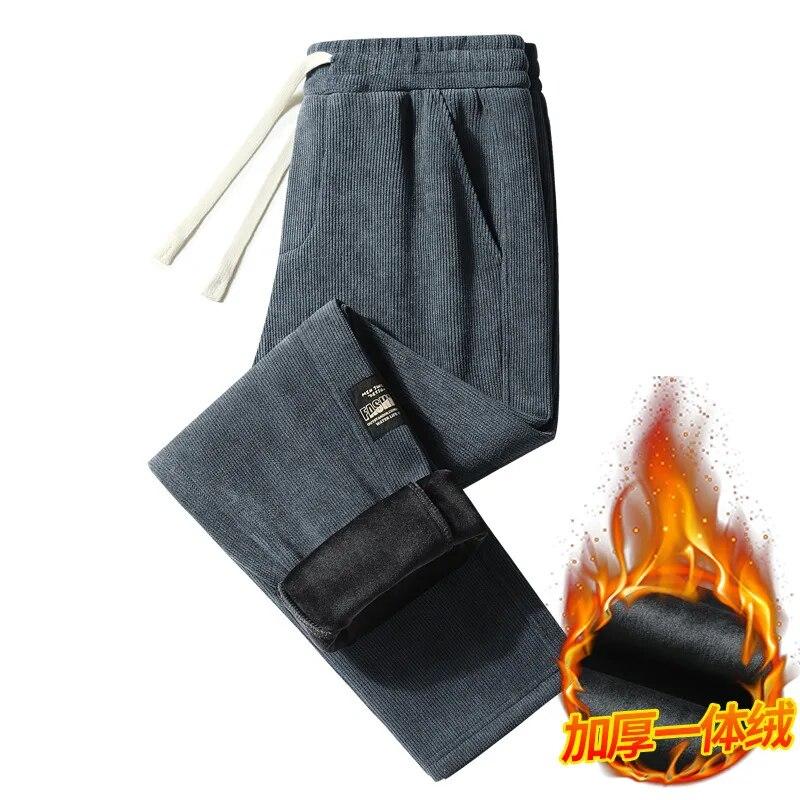 9xl Plus Size Zimní Thicken Teplé Fleece tepláky Pánské Manšestrové Joggers Sportovní oblečení Běžné tepláky 6xl 7xl 8xl