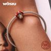 WOSTU Breloques en forme de champignon rouge en argent sterling 925 pour femme, adaptées aux bracelets originaux à faire soi-même, bijoux d'anniversaire, cadeaux