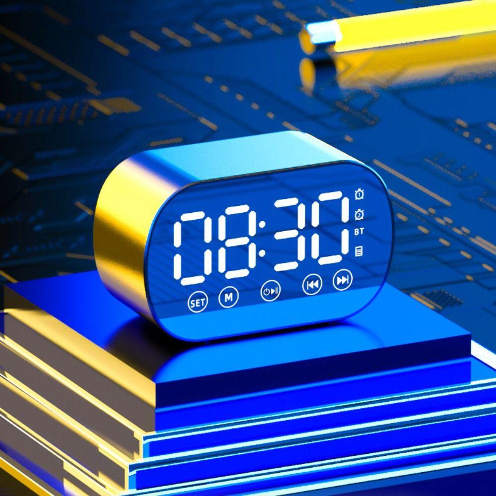 Portable Bluetooth Speaker HD Mirror Display Alarm Clock Dual Alarm LED Digital Alarm Clock Office