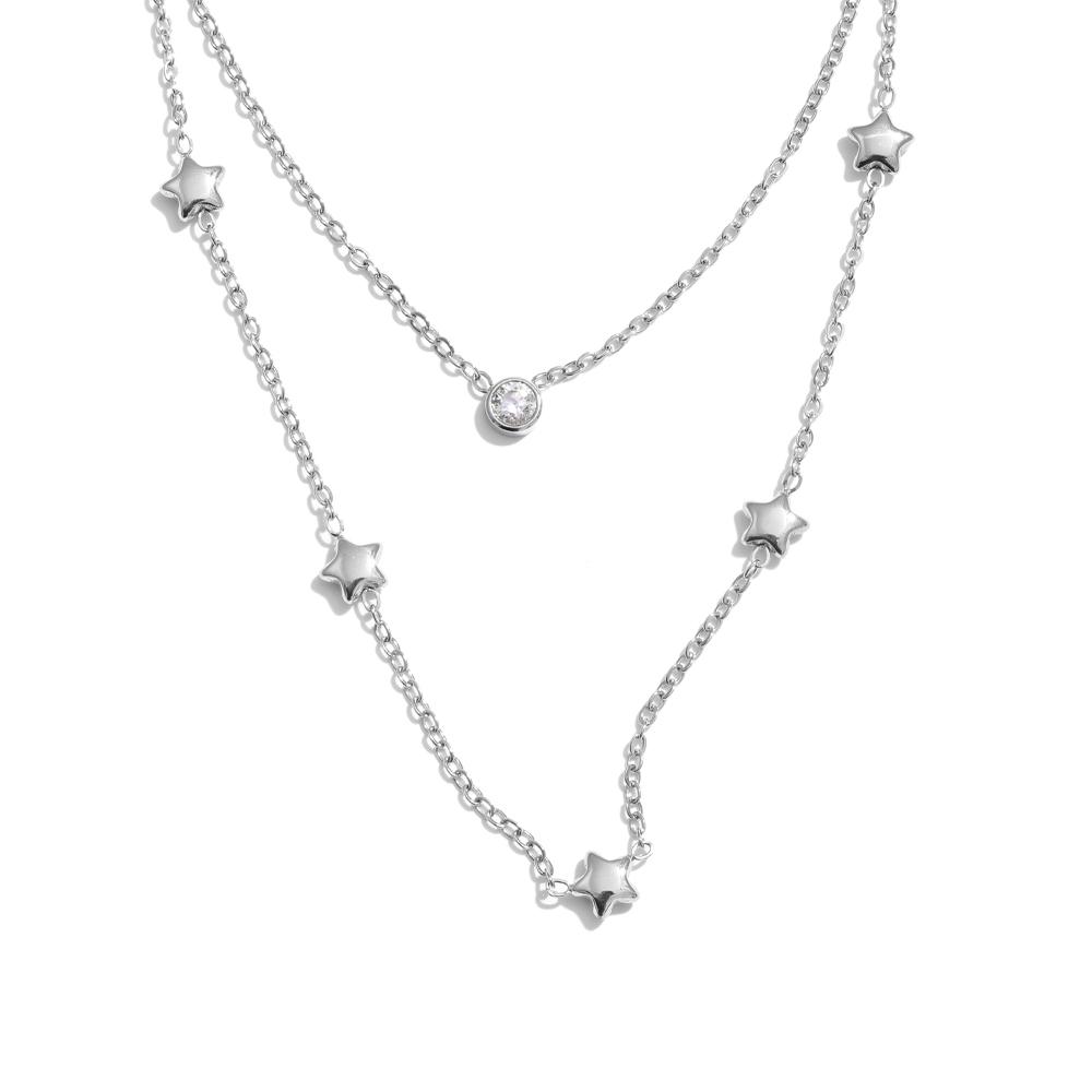 

Yhpup New Stainless Steel Double Layer Star Zircon Chain Necklace Summer Fashion Collarbone Chain Jewellery Waterproof Jewelry
