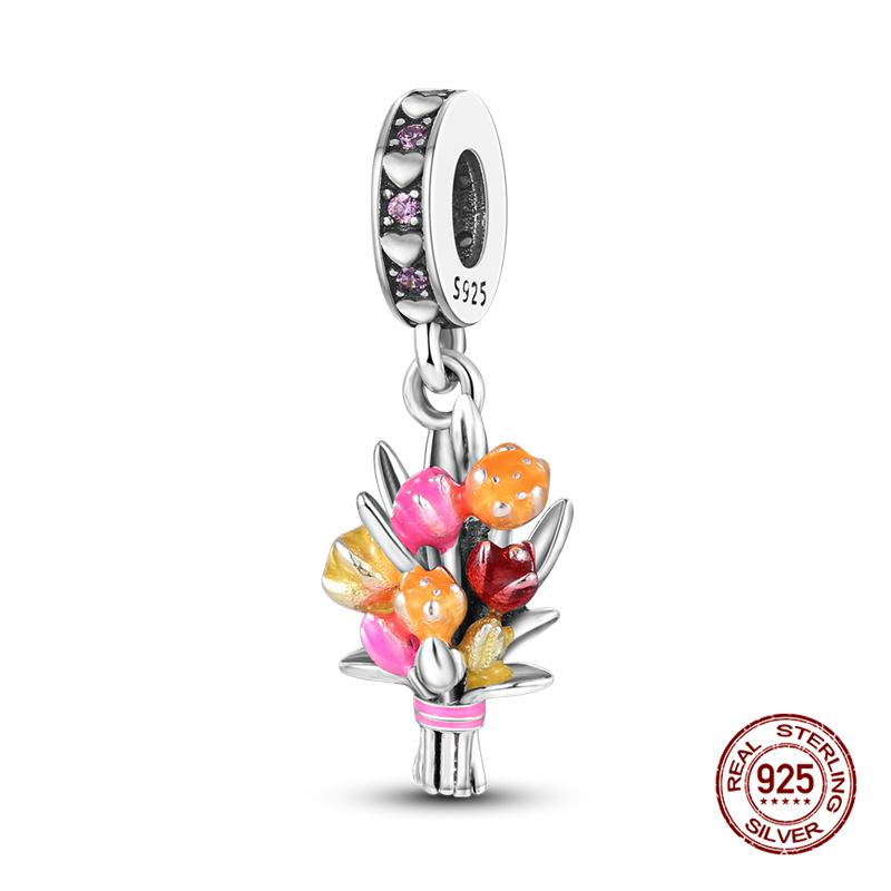 Original Charms Copper Flowers And Four-Leaf Lucky Clover Charms Beads Fit 3Mm Original Bracelet Womens Do-It-Yourself Fine Fine Jewelry Gifts