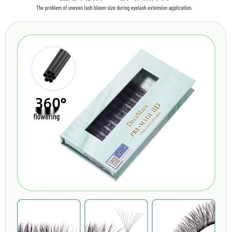 DeceMars 8D Pre-made Grafting Eyelashes for Technicians - Dense, Natural, Beautiful Lash Extensions with Non-Scattered Roots.
