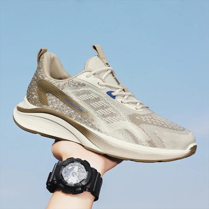 Sportovní ležérní boty Podzimní nové Fly pletené síťované Prodyšné Lehké Pánské boty Trendy Měkká podrážka Běžecké boty