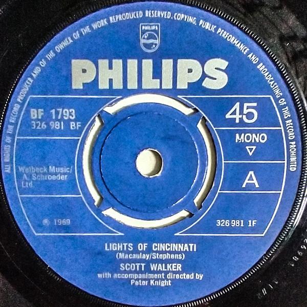 

7inch Record SCOTT WALKER - Lights Of Cincinnati BF1793 Philips 1969 UK Pop Used