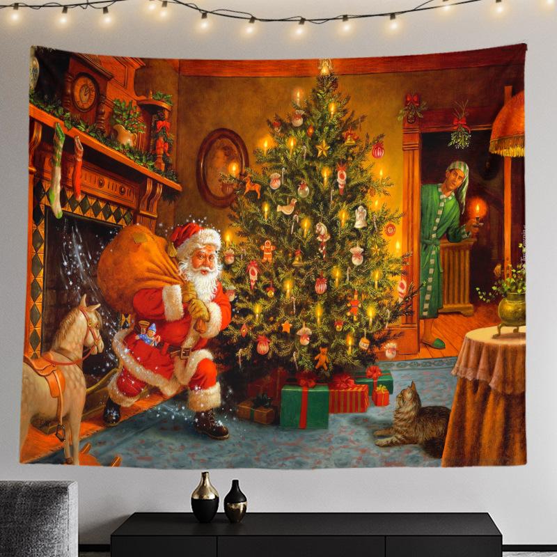 Cross-border Christmas Tree Tapestry Santa Hanging Cloth Background Cloth Digital Printing
