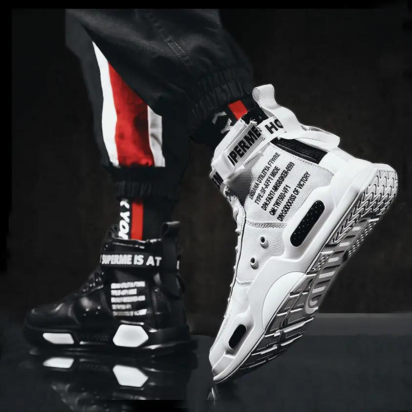 Fashion Men's High Top Fashion Leather Sneakers Trend Hot Sale Comfortable Man Casual Shoes Outdoor Non-slip Breathable Men Shoes