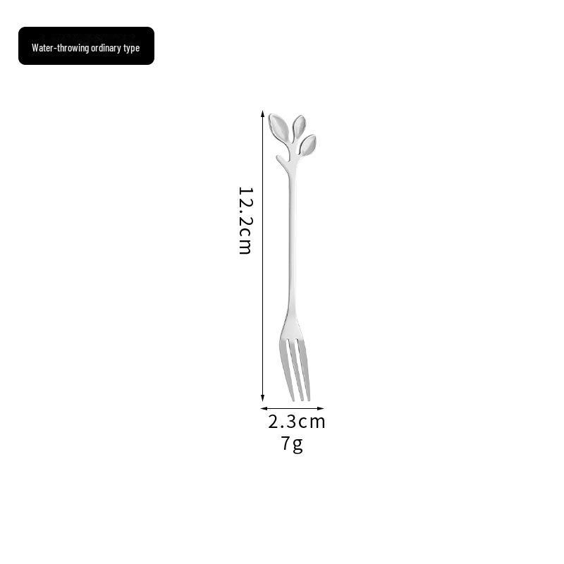 Stainless Steel Leaf Spoon & Fork Set - Long Handle for Coffee, Dining & Dessert
