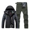 Men's 2023 Winter Hooded Ski Suit with Fleece Lining - Thick, Waterproof & Windproof Pants Set