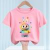 Pure Cotton Short-sleeved Round-neck T-shirts for Girls and Boys, Summer Cute Tops for Children