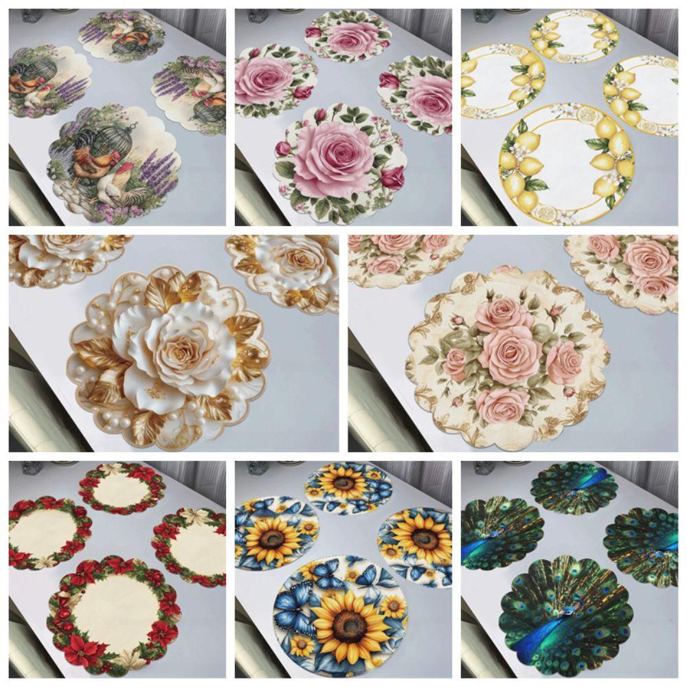 High Quality Flower Shaped Placemat Diatomaceous Mud Non-slip Place Mats Heat-Resistant Absorb Water Cup Coaster Kitchen