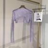 Sparkling Mesh Diamond Sun Protection Long Sleeve Party Top